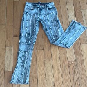 Arket Distressed Straight Leg Jeans - Light Blue